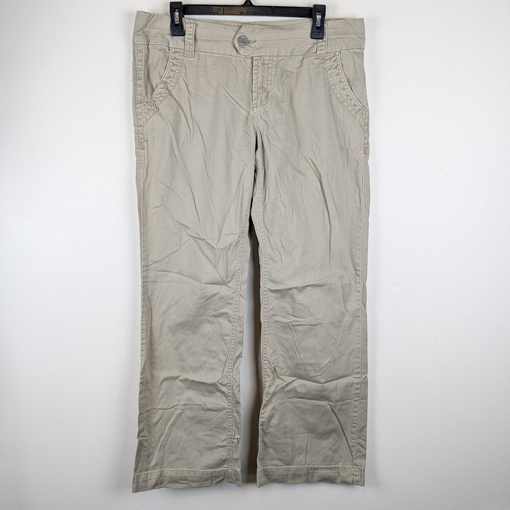 BKE Casuals Serena Khaki Pants Womens 31 Tan Straight Leg Cotton Blend 077370BKR - Picture 2 of 14